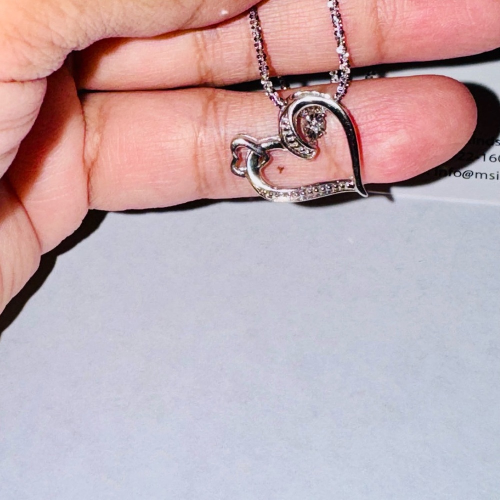 Real Diamond Heart Pendant, Dancing diamond heart gift for her .10ct Affordable